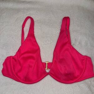 Hollister Ribbed Underwire Bikini Top in Hot Pink